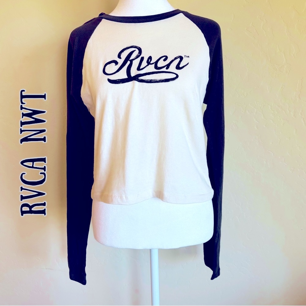 RVCA Logo Women’s Raglan Long sleeve Tee Shirt NWT